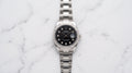 Rolex Date just Black Dial Silver Watch