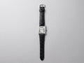 Cartier Tank Style Men’s Watch – White Dial with Black Leather Strap